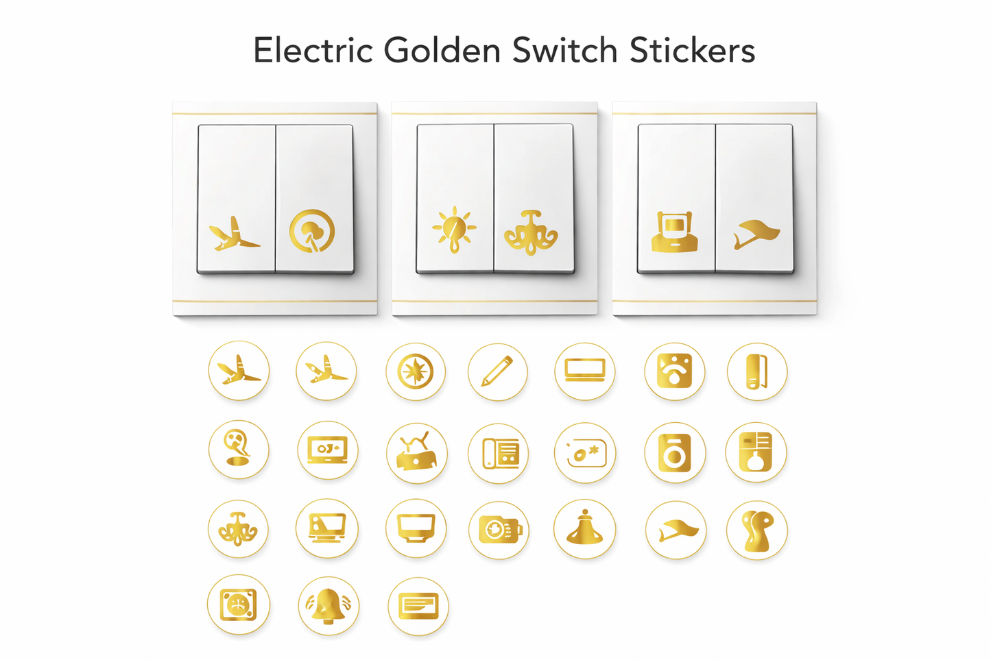 3d Electric Switch Golden Stickers