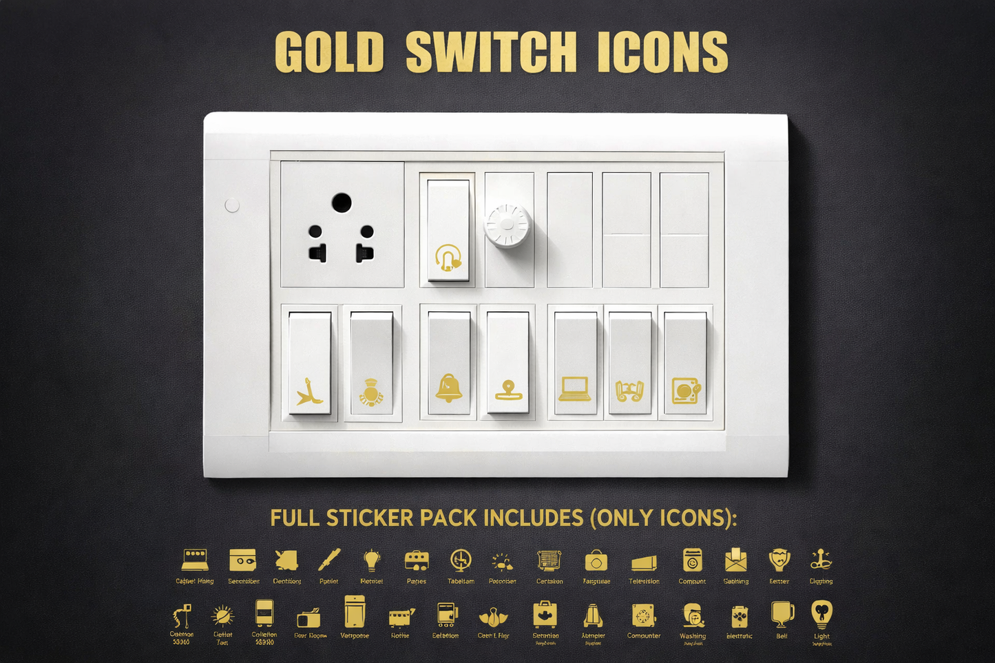 3d Electric Switch Golden Stickers